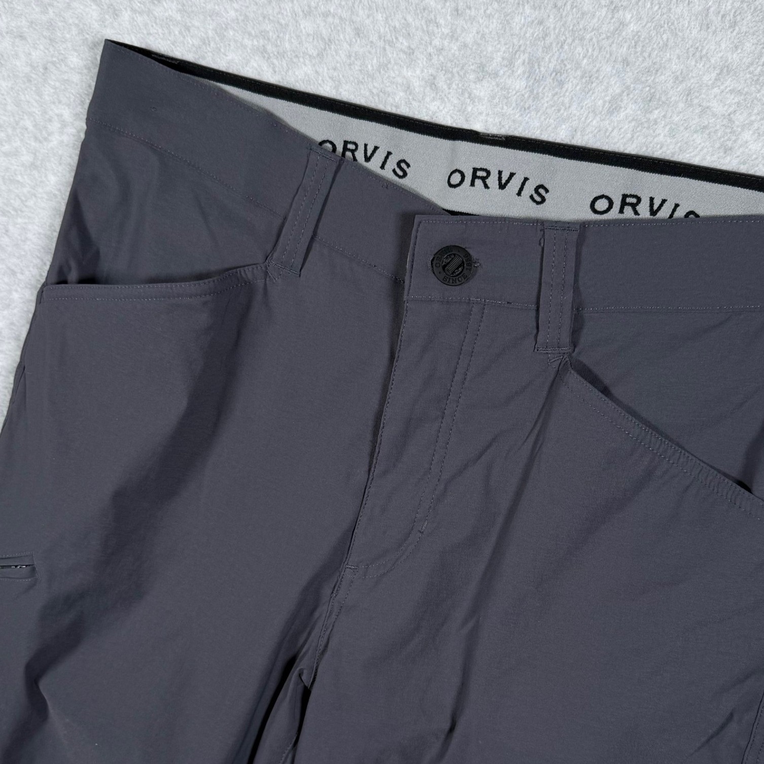 Orvis Mens Gray Tech Performance Hiking Pants 34x29 Water Repellent Stretch